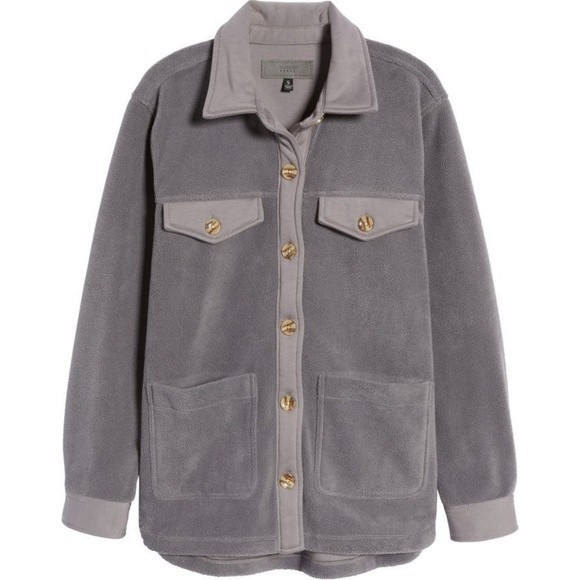 BLANK NYC gray fleece shacket, NWT Size M - Picture 1 of 3